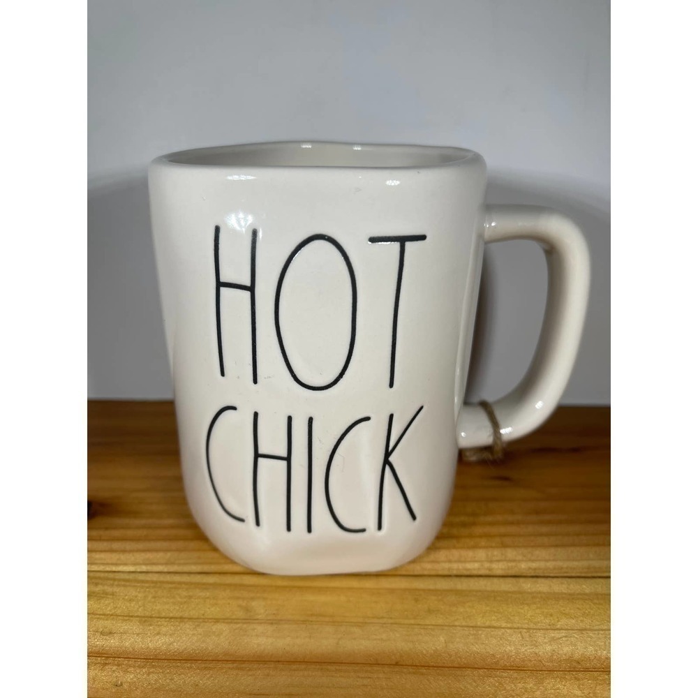 Rae Dunn Ceramic Hot Chick Ivory White Coffee Mug Artisan Collection By Magenta